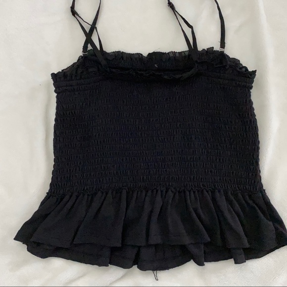 Abercrombie Black Ruched Button Up Ruffle Tank - Picture 6 of 7
